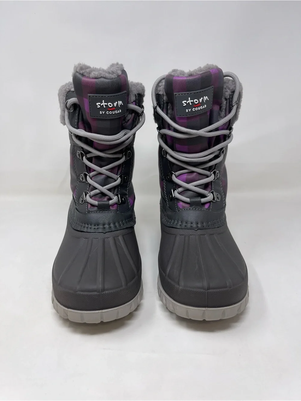 Waterproof Insulated Boots By Cougar Women's‎ Size 8m Gray With Plaid Lace-up